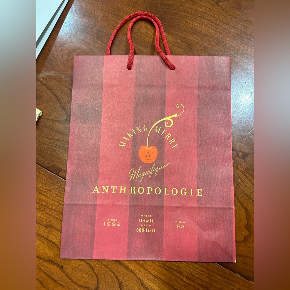 Anthropologie Red Vintage Shopping Gift Party Bag